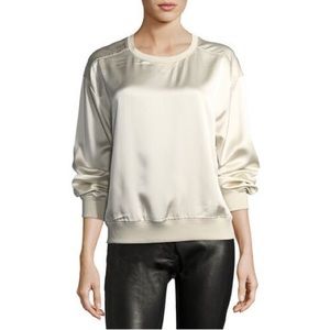 Theory Massar Vintage 100% Silk champagne Sweatshirt Blouse Shirt Top Size S